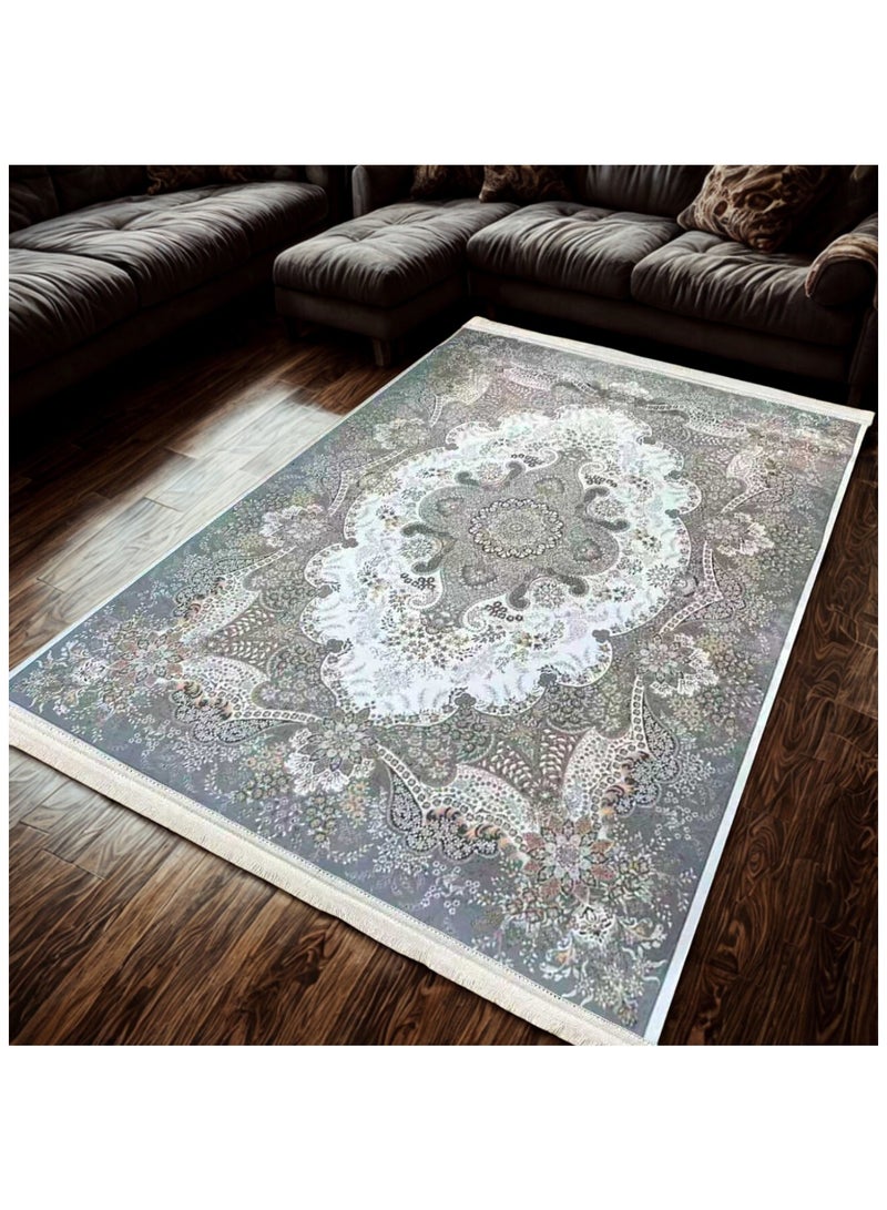 SMART HOME Large padded floor mat with a soft velvet surface and non-slip backing - Living room rug - Majlis rug - Lounge rug - Luxurious decorative rug - Elegant rug with modern patterns for living rooms and majlis - Size 300x200cm - Suitable for everyday use and entertaining - Image 3